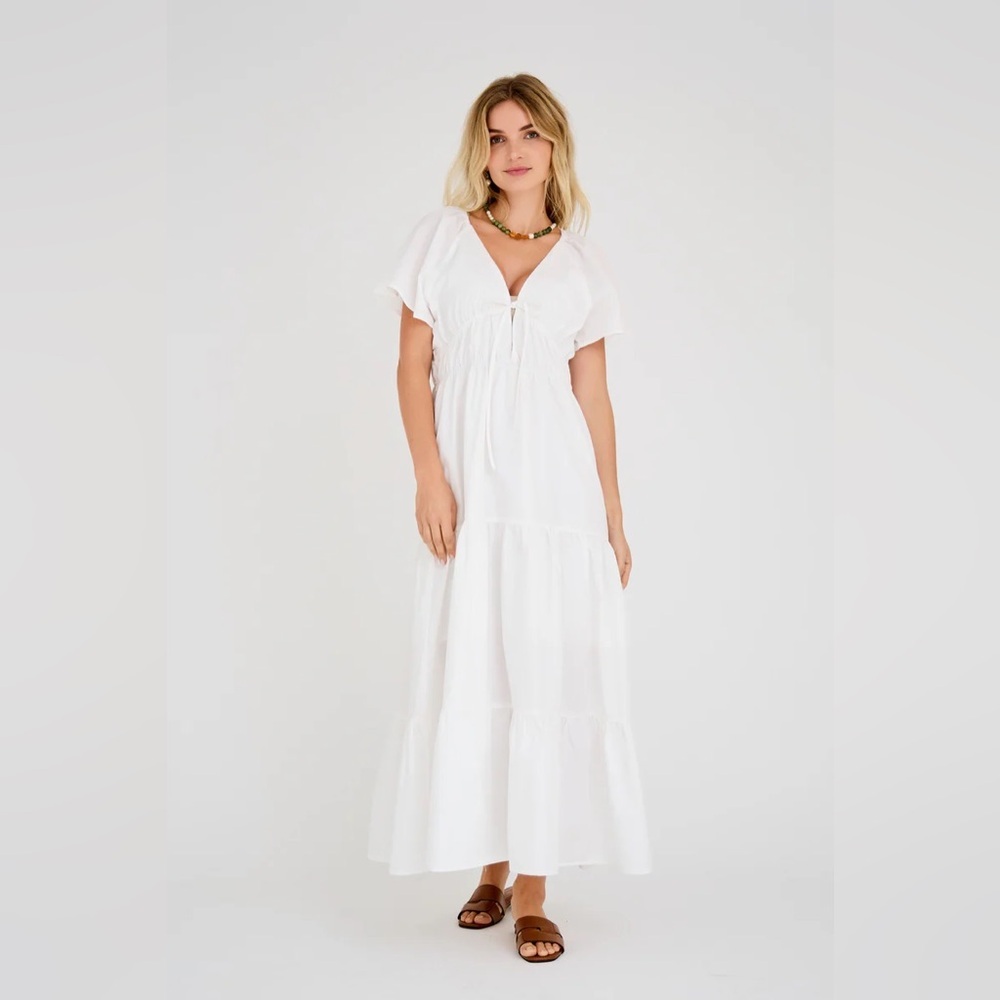 Honorine White Cover Up tied in the front